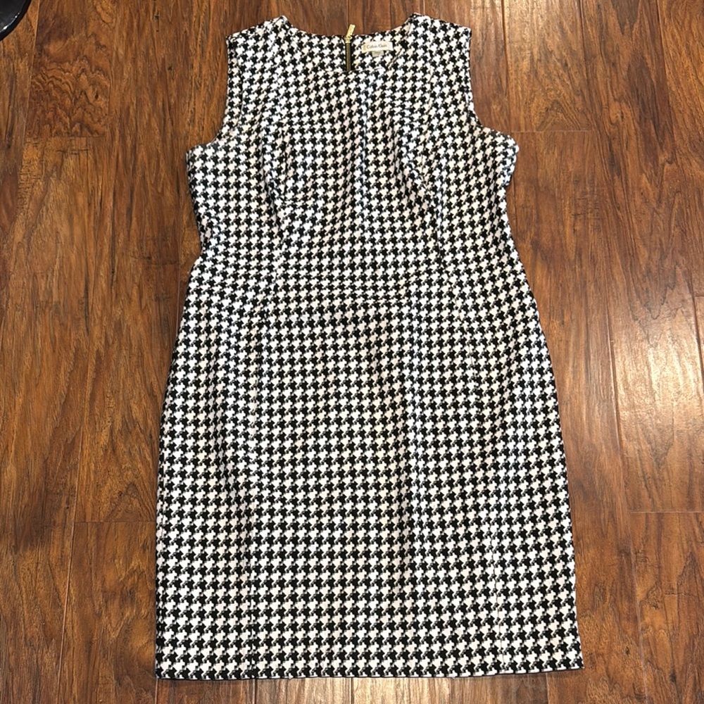 Calvin Klein Black and White Houndstooth Dress - 16